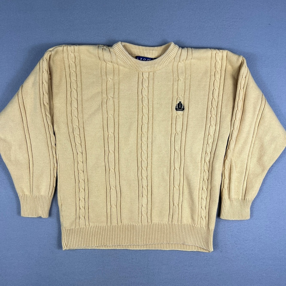 VTG Izod Cable Knit Sweater‎ Womans Large Cotton Preppy Old Money 90s USA
